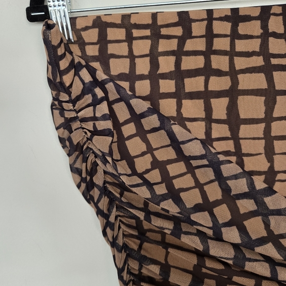 Calvin Klein Rushed Mesh‎ Pencil Midi Skirt Women's 14 Cocktail Eclectic Artsy - Picture 4 of 11